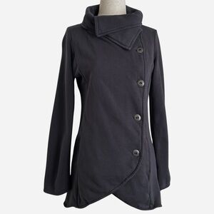 Indigenous Organic Cotton Jacket Draped Lagenlook Eco Chic Boho Coat - XS - Gray